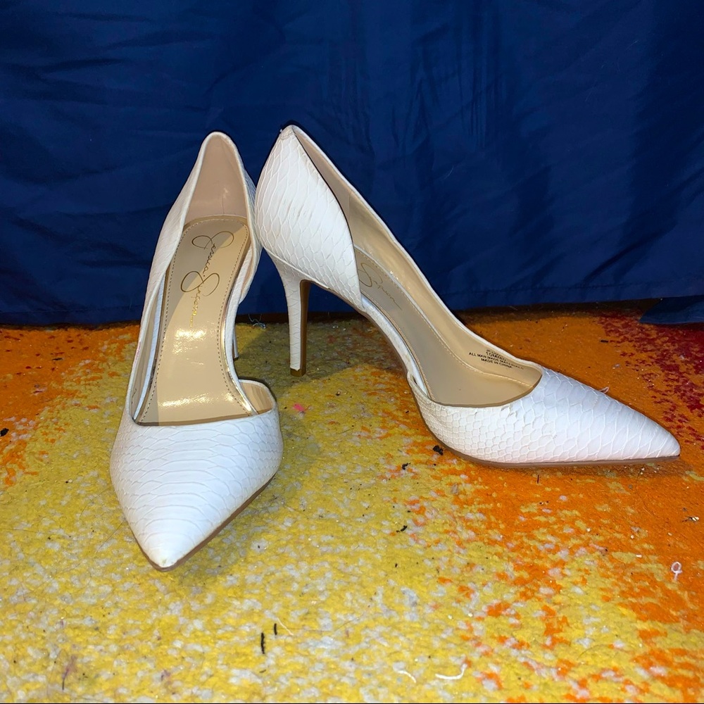 JESSICA SIMPSON Faux Snake Stiletto Pointed High Heel Pumps